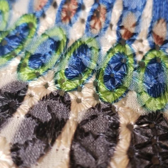 Mandala Multicolored Peacoat Intricate Colorful Eyelet Lace Fully Lined Size XS* - Picture 5 of 7